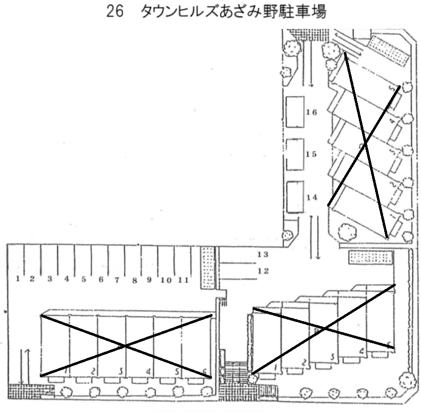 タウンヒルズあざみ野駐車場（入居者専用）の駐車配置図