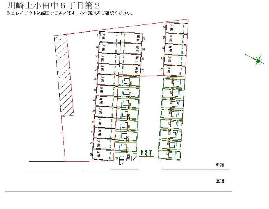 川崎上小田中６丁目第２の駐車配置図