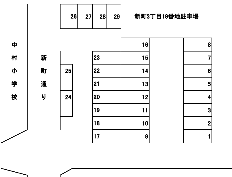 新町3丁目青空駐車場の駐車配置図