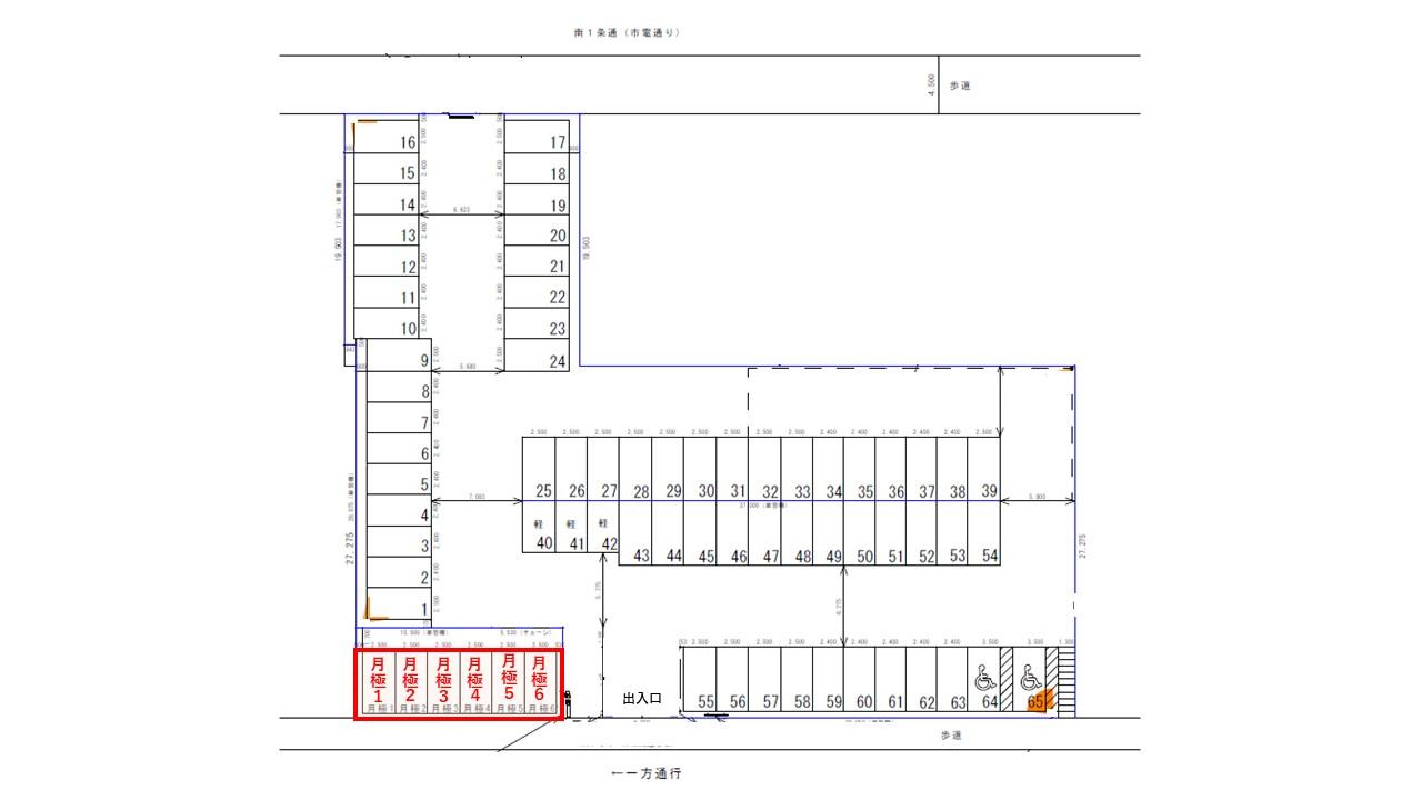 Ｄパーキング南１条西５丁目第２の駐車配置図