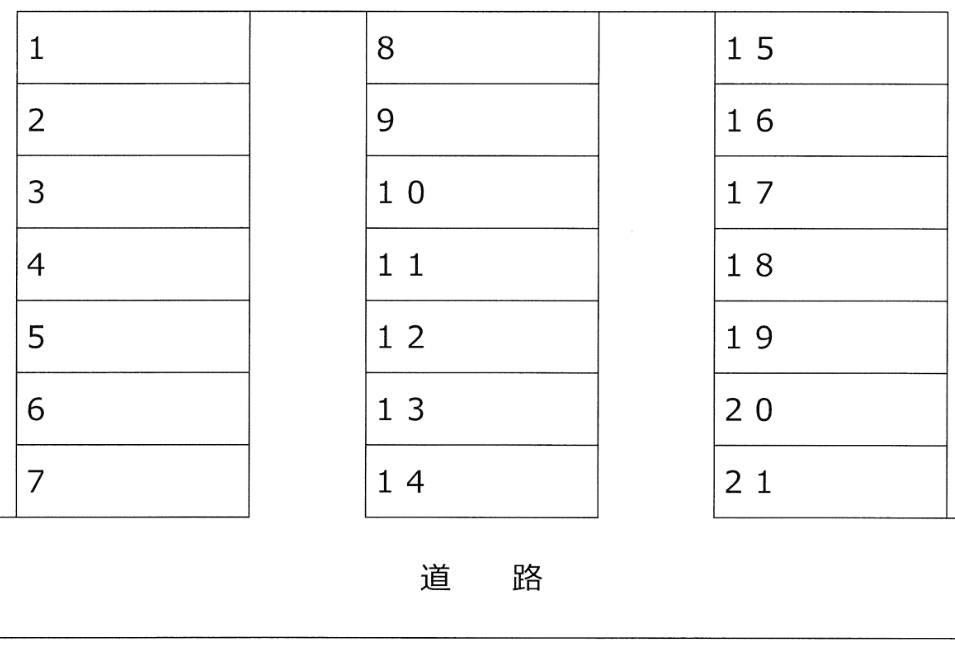 本城学研台3丁目堺第2駐車場の駐車配置図