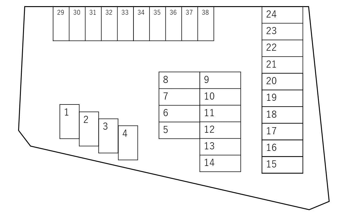 平井タウン貴望ケ丘駐車場の駐車配置図