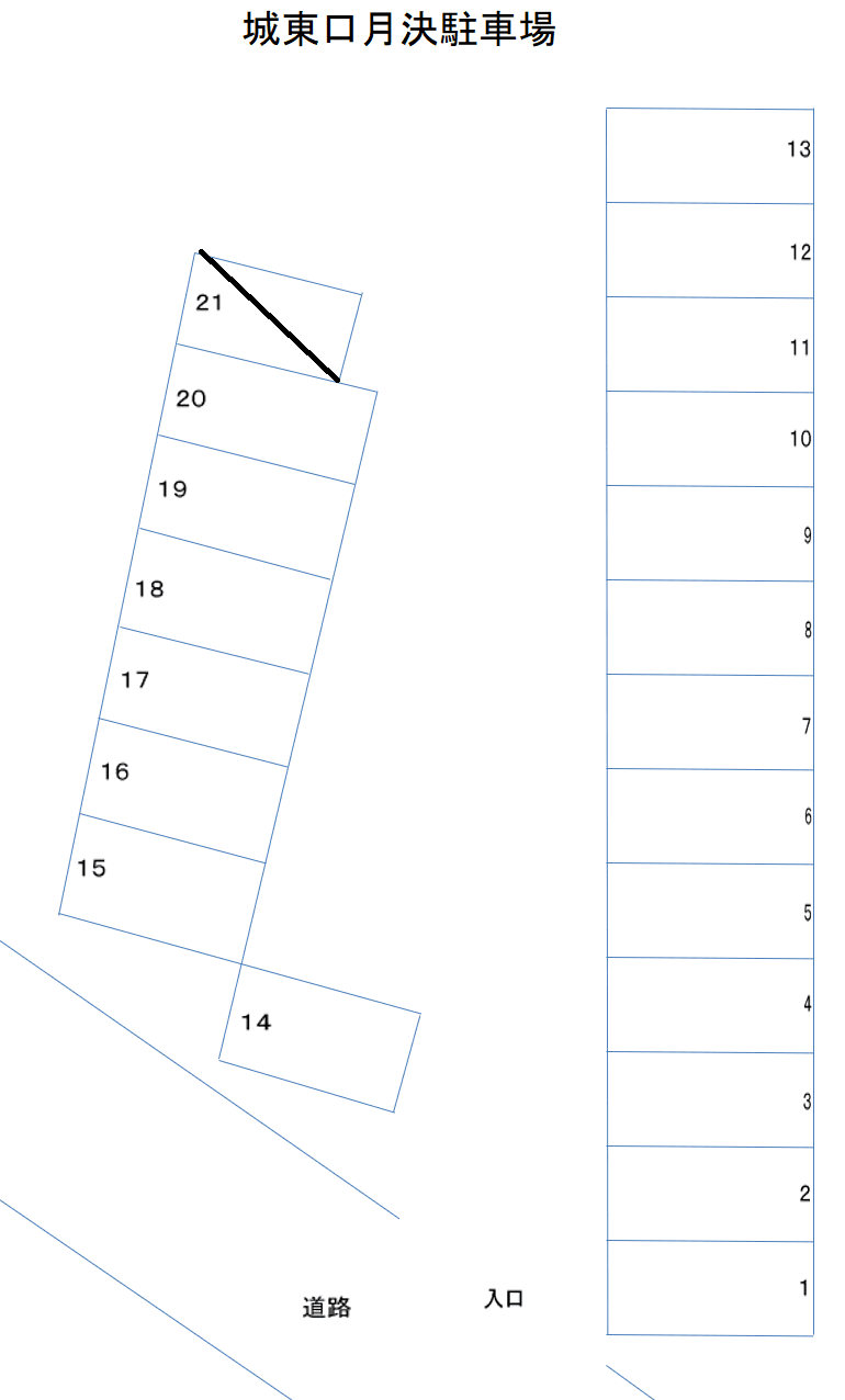 城東口月決駐車場の駐車配置図