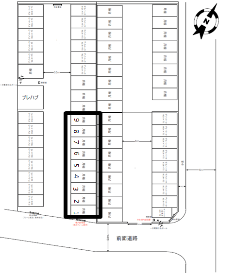 茅ケ崎東２丁目第８駐車場の駐車配置図