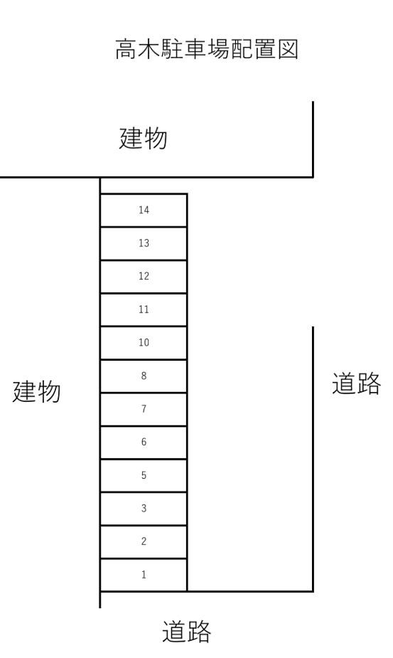 高木駐車場の駐車配置図