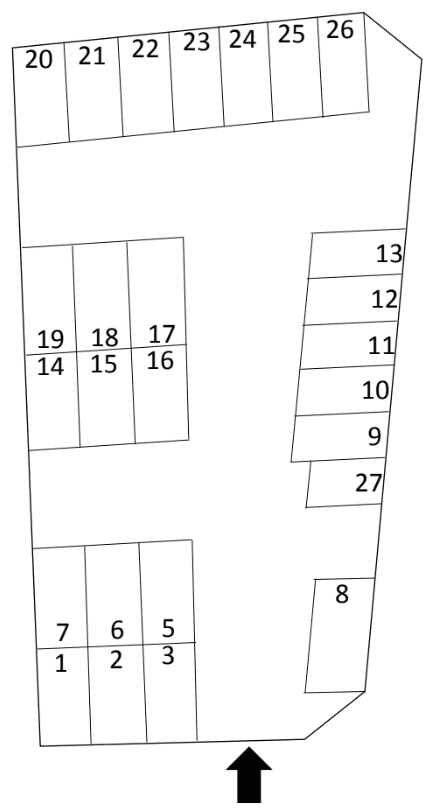 万願寺駅前駐車場の駐車配置図