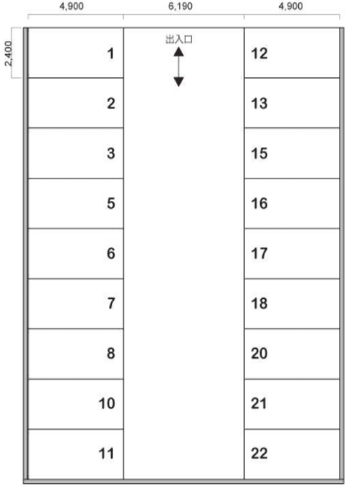 KH島之内モータープールの駐車配置図