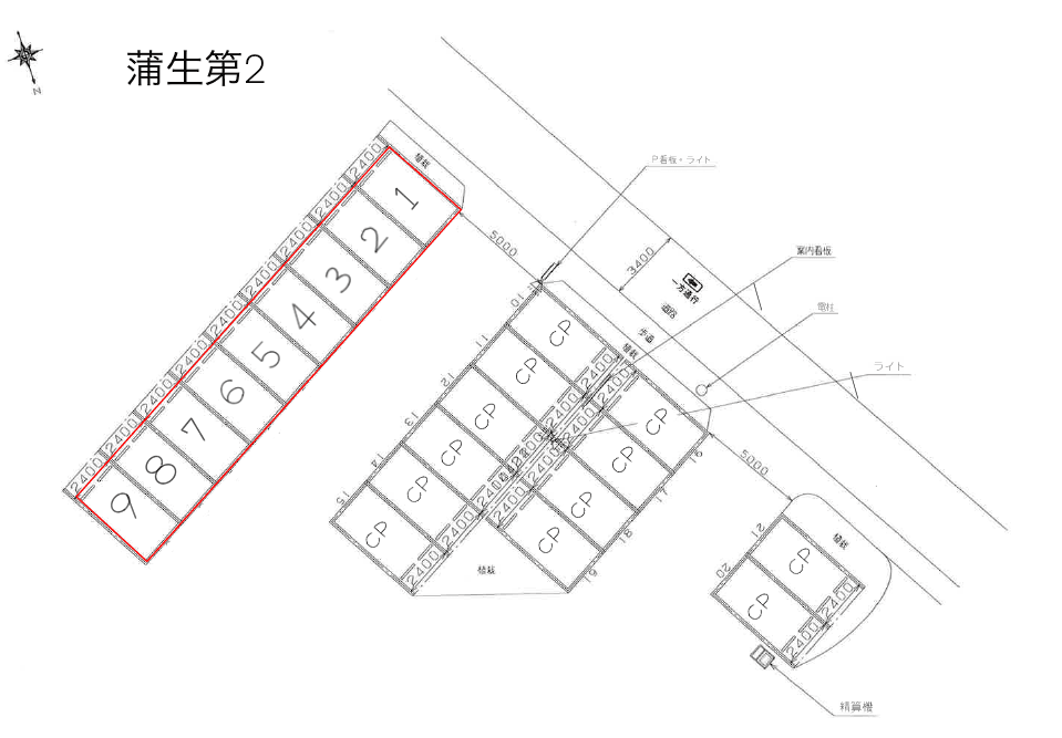 エコロパーク 蒲生第2の駐車配置図