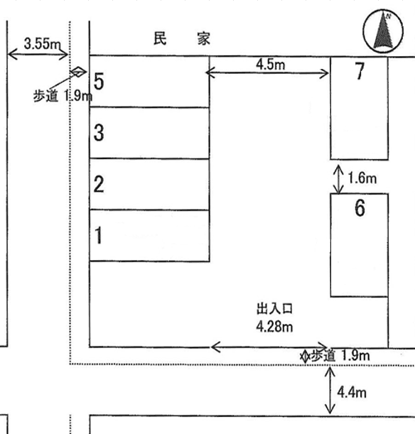 三恵モータープールの駐車配置図