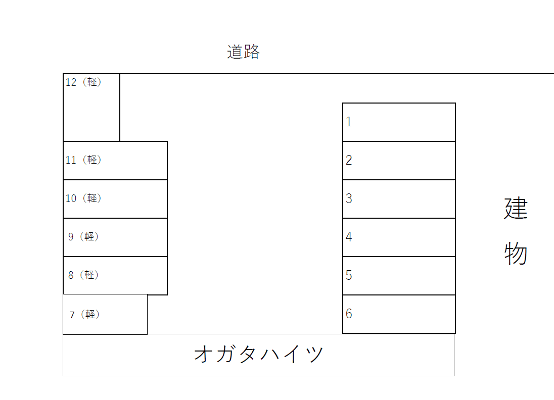 黒髪2丁目パーキング（オガタハイツ前）の駐車配置図