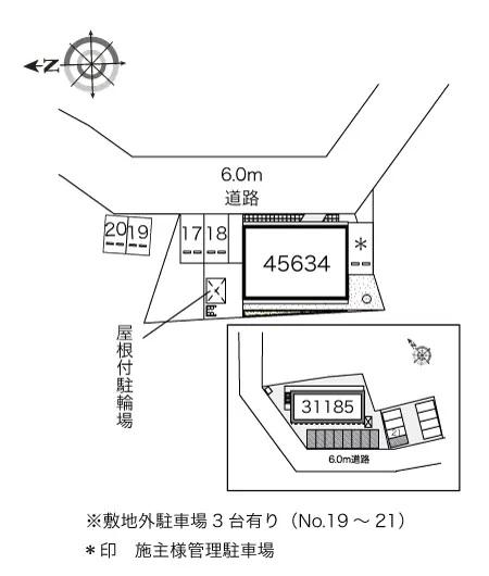  シャングリラⅡ(45634)　敷地外駐車場②の駐車配置図