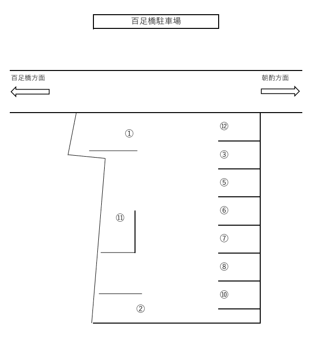 百足橋駐車場の駐車配置図