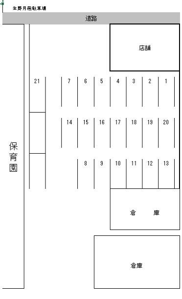 生野月極駐車場の駐車配置図