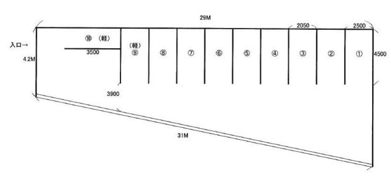 南丘月極駐車場の駐車配置図
