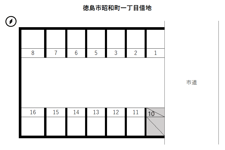 徳島市昭和町一丁目月極駐車場の駐車配置図
