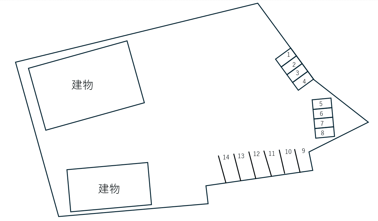 旧玉幡支店内駐車場の駐車配置図