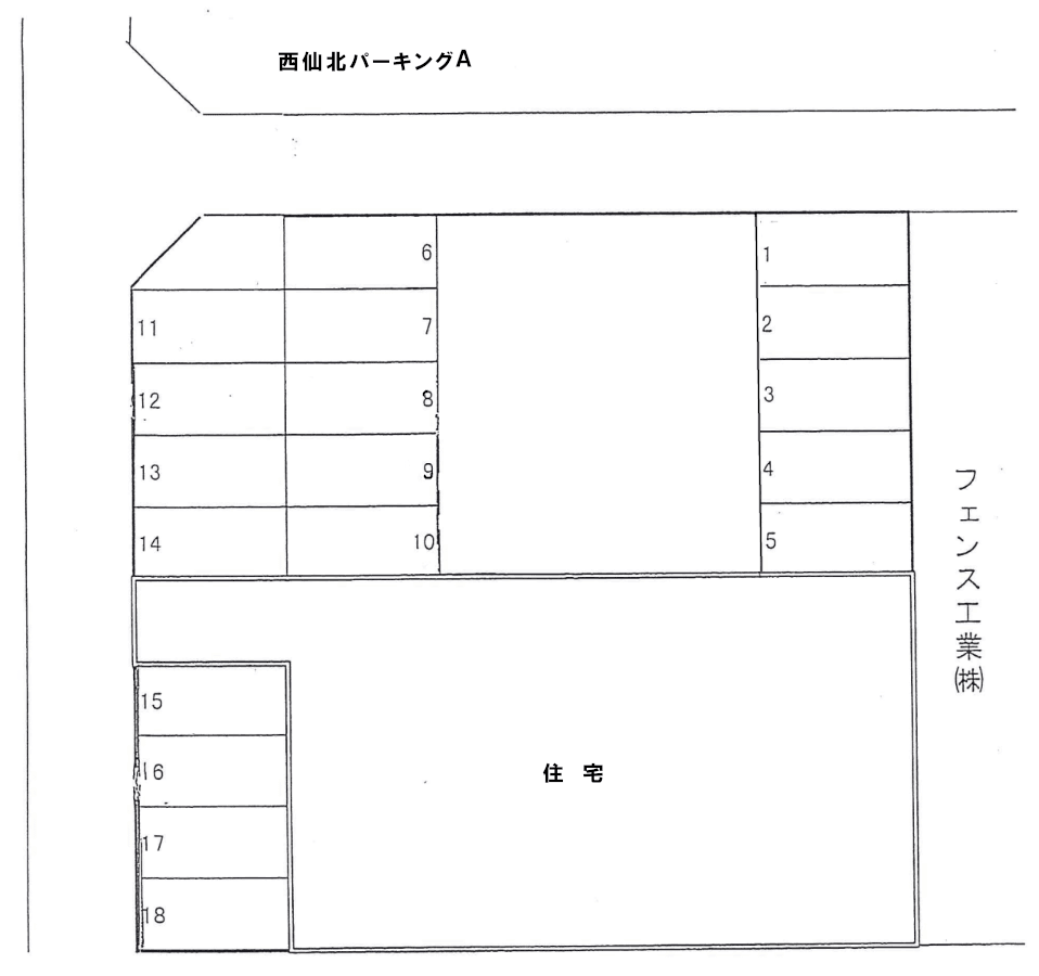 西仙北パーキングＡの駐車配置図