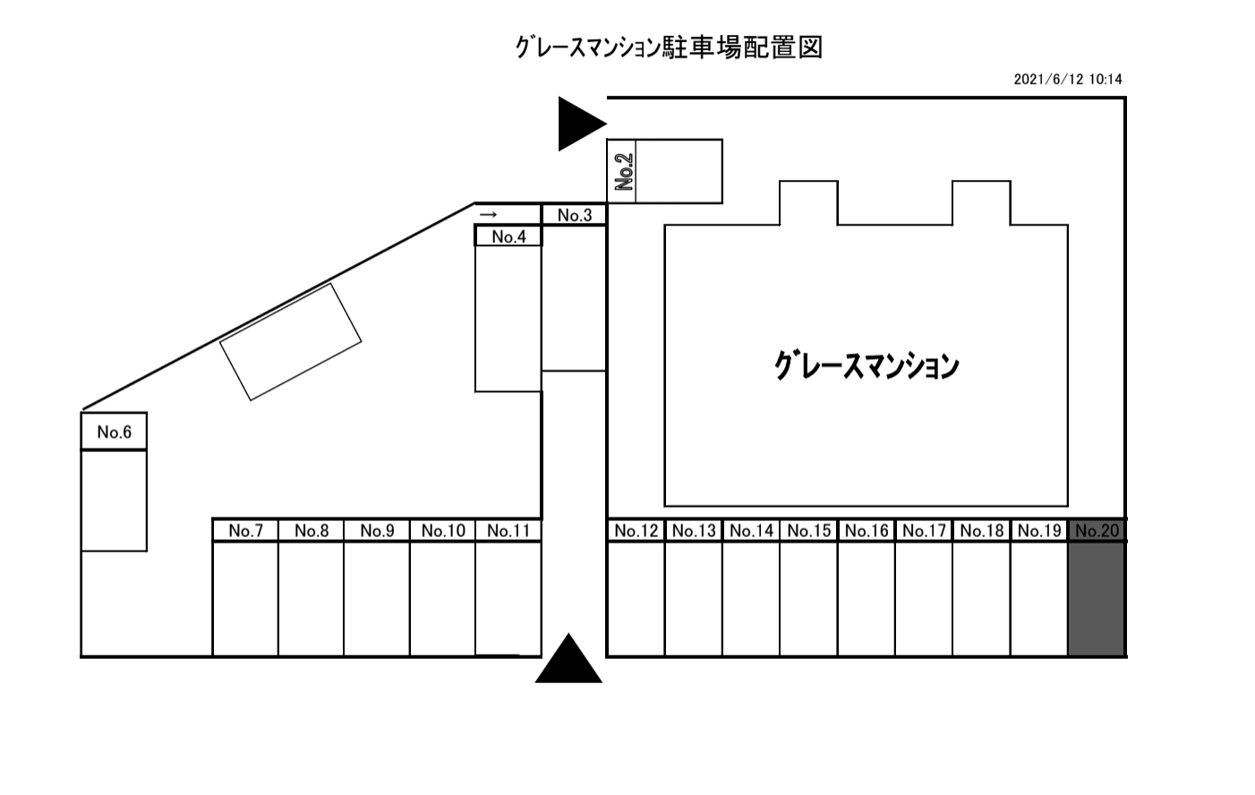 ｸﾞﾚｰｽﾏﾝｼｮﾝ駐車場の駐車配置図