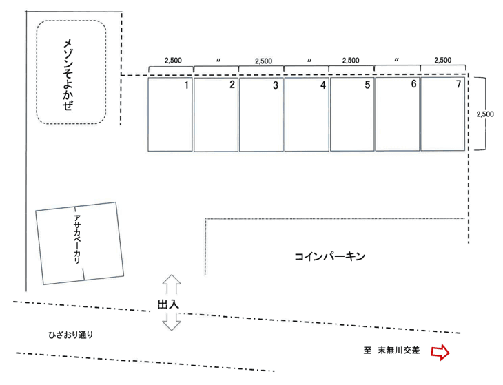 そよかぜ駐車場の駐車配置図