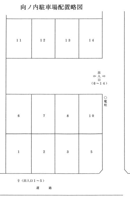 向ノ内駐車場の駐車配置図