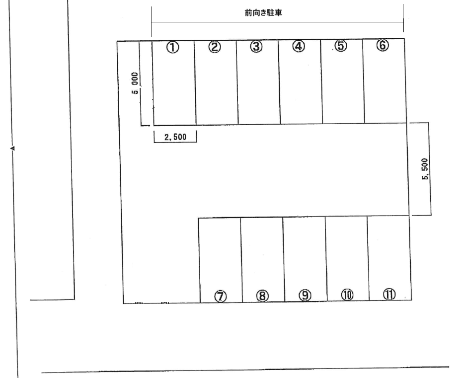 平田御子柴駐車場の駐車配置図