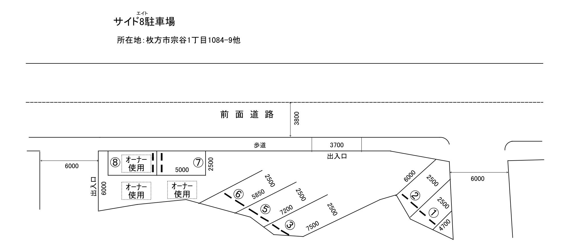 サイド８駐車場の駐車配置図