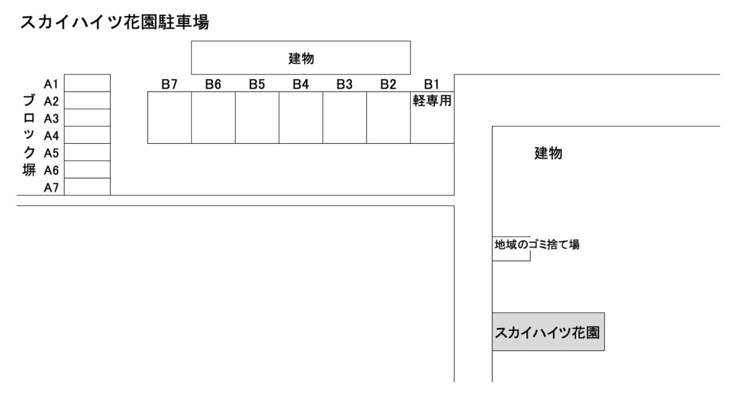 スカイハイツ花園の駐車配置図