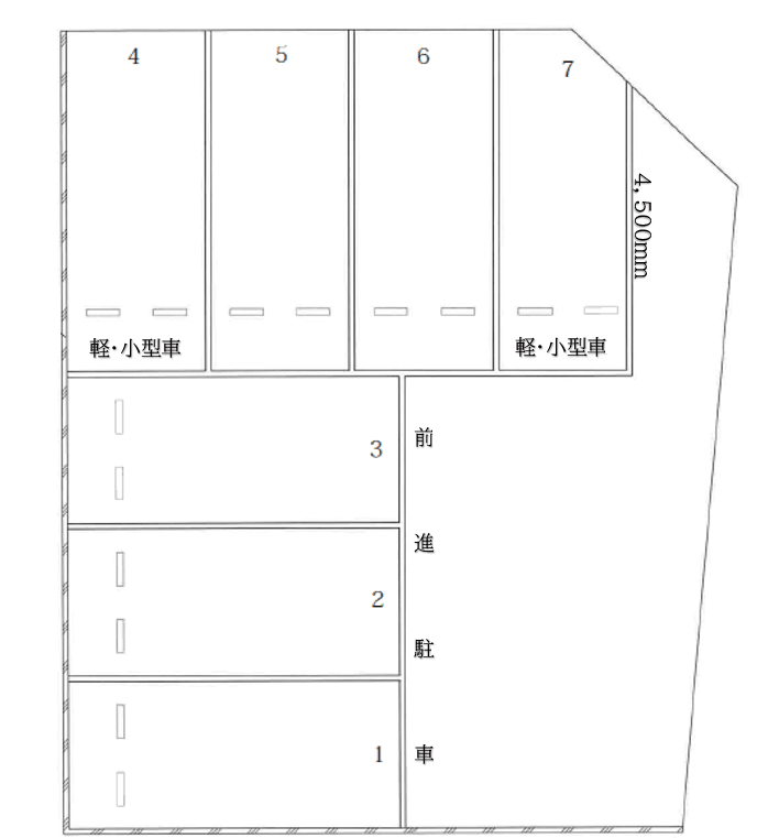 春日ガレージの駐車配置図