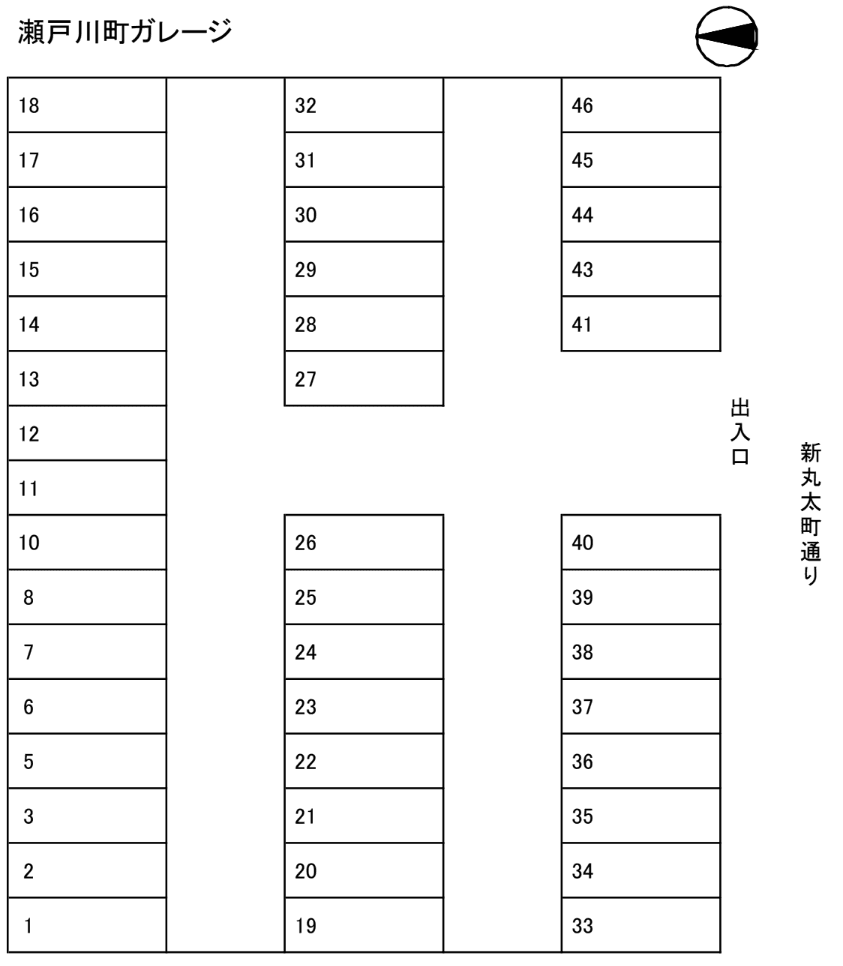 瀬戸川町ガレージの駐車配置図