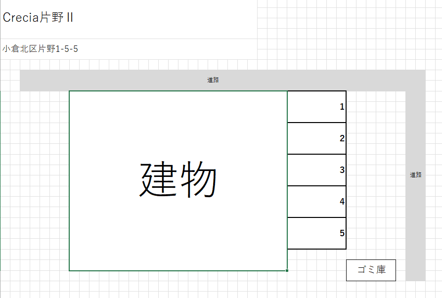 Crecia片野Ⅱの駐車配置図