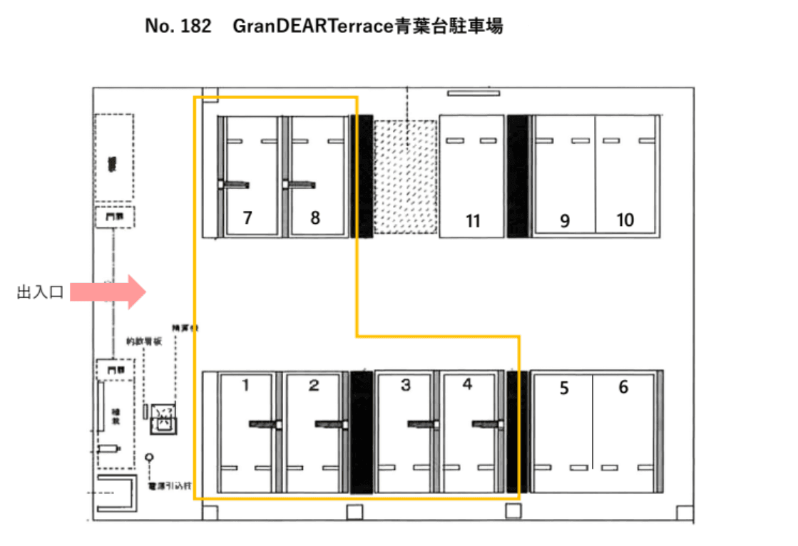 グランディアテラス青葉台駐車場（入居者専用）の駐車配置図