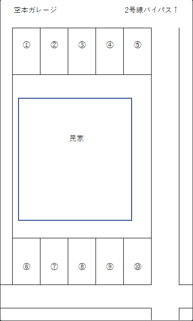 空本ガレージの駐車配置図