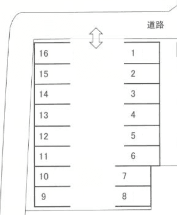 FKコンフォーザホウジ駐車場の駐車配置図