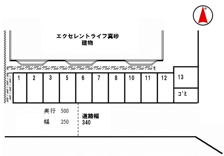 エクセレントライフ真砂モータープールの駐車配置図