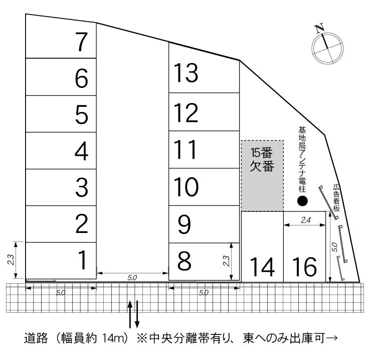 千田月極有料駐車場の駐車配置図