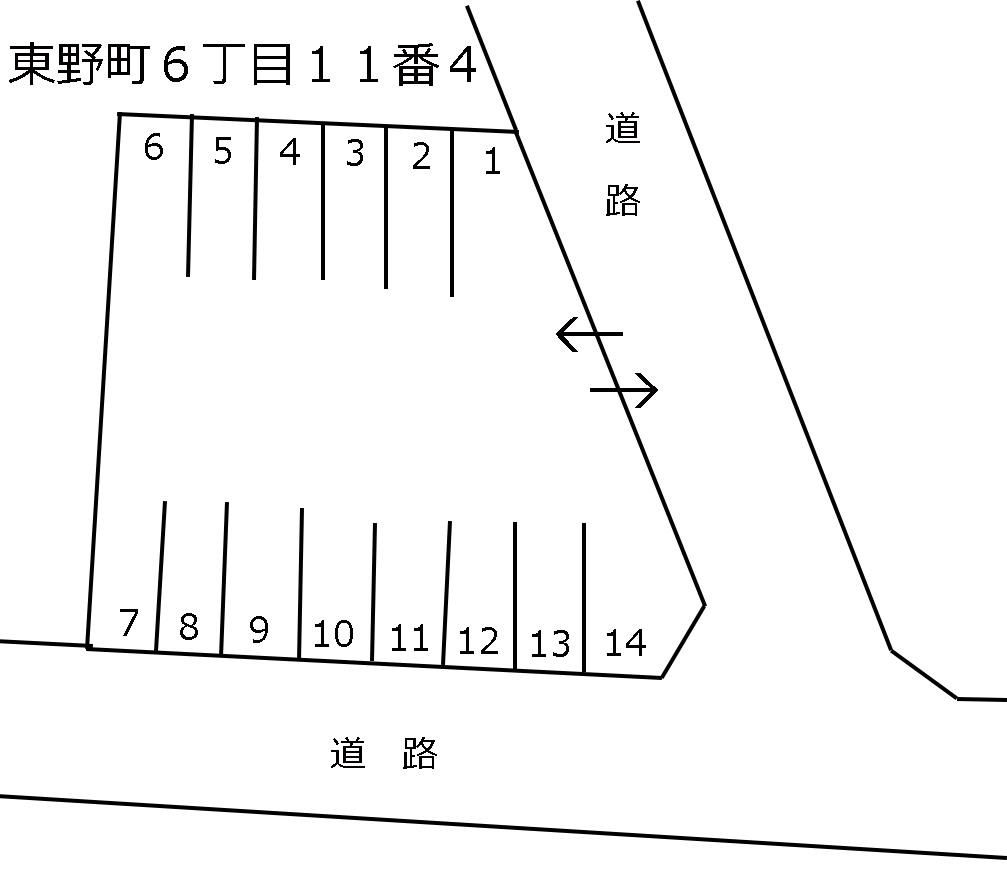 東野町６丁目１１番４の駐車配置図