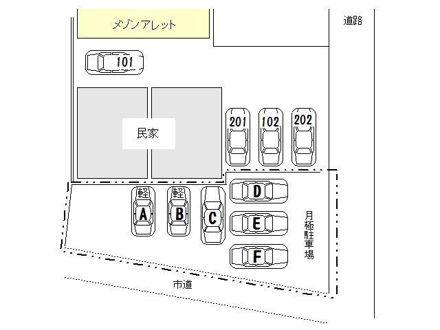 アレット月極駐車場の駐車配置図