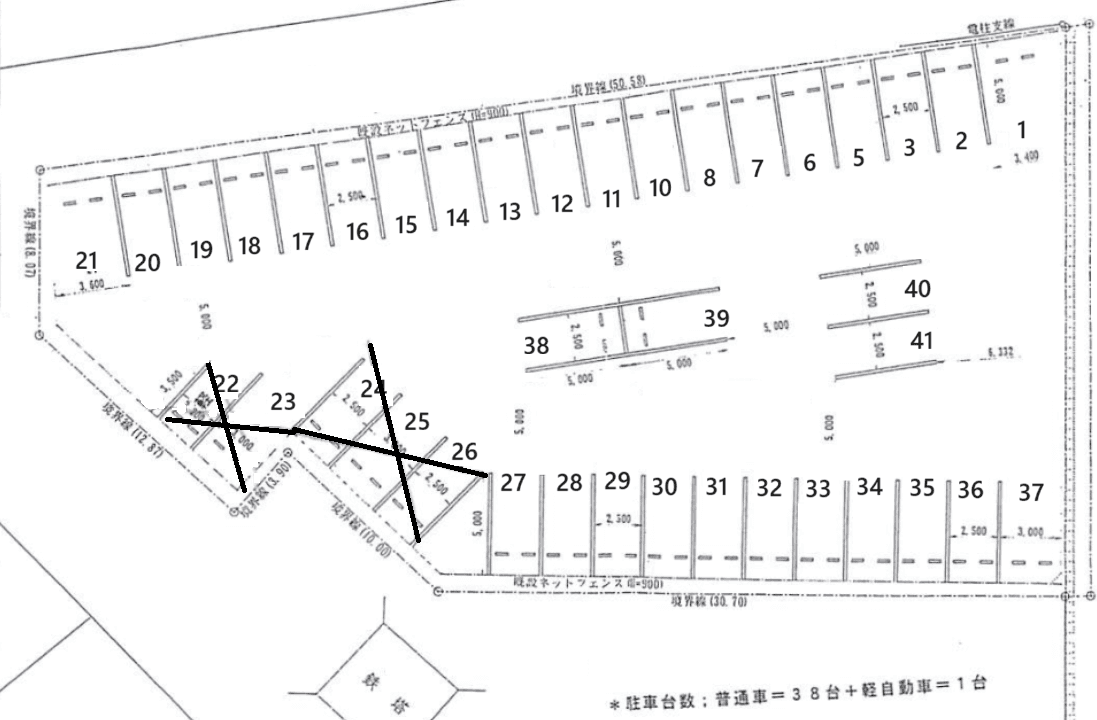北野桝塚駅前駐車場の駐車配置図