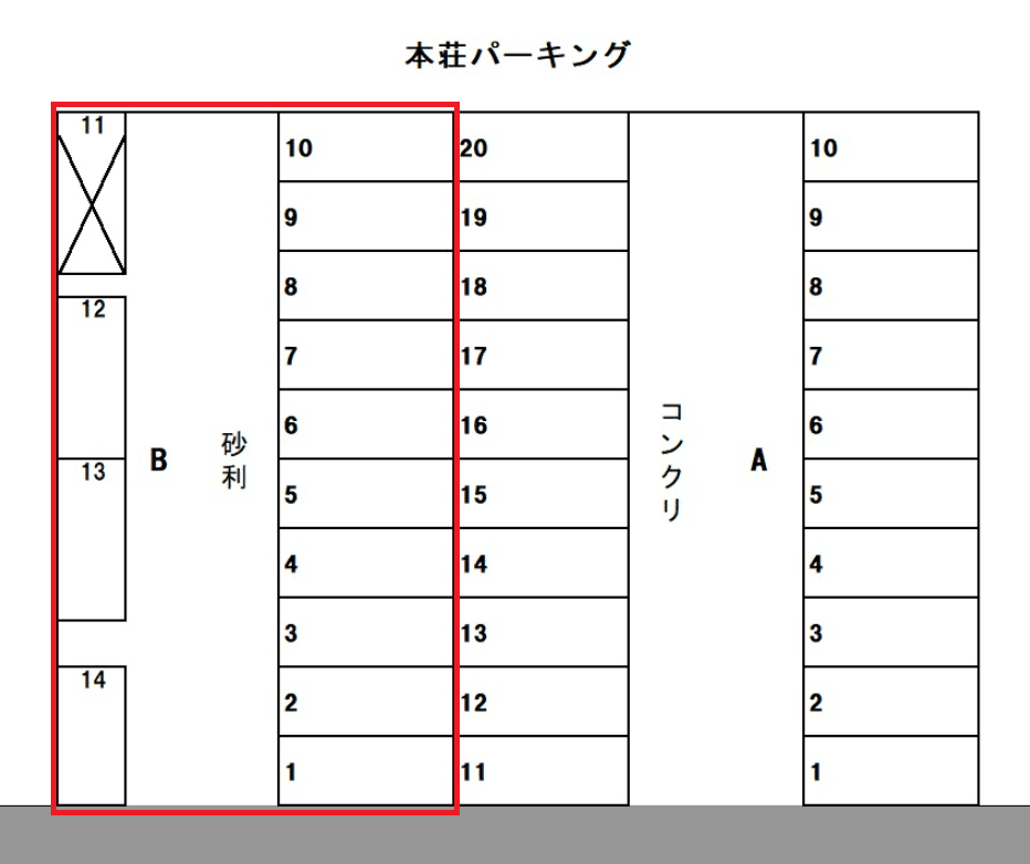 本荘パーキングBの駐車配置図