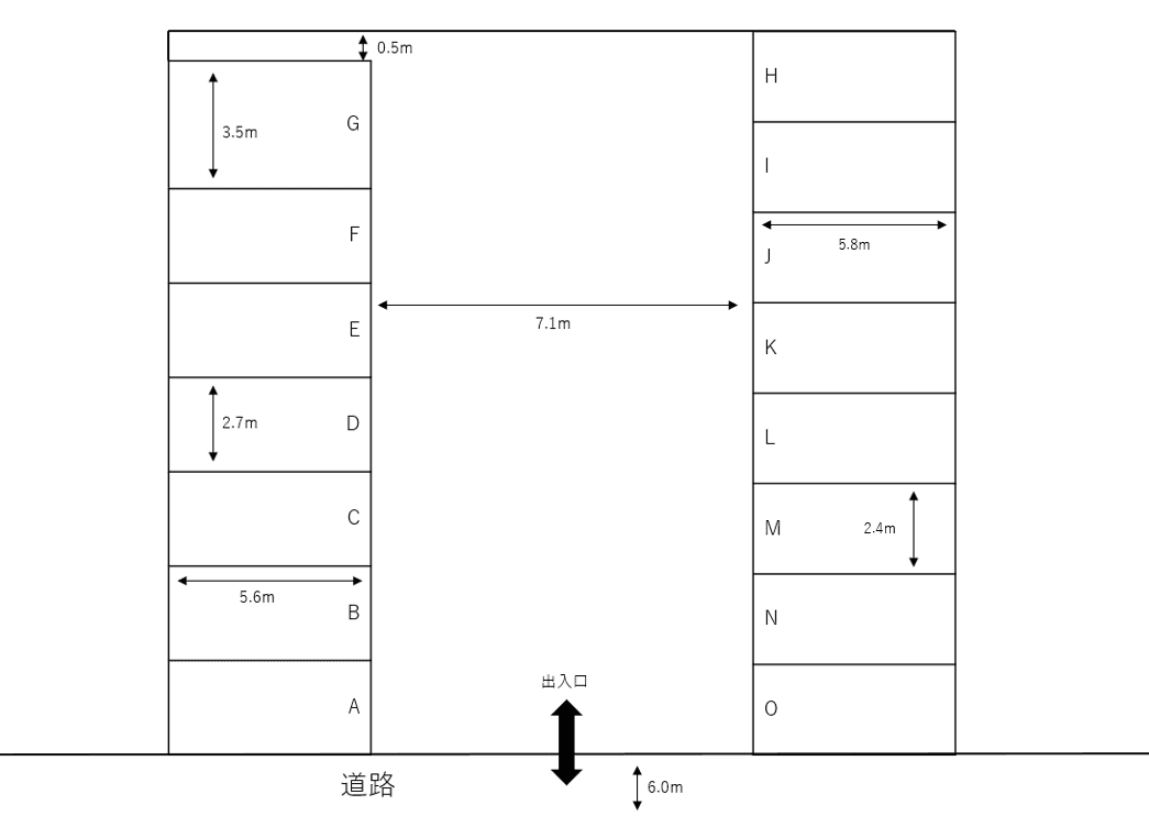中辻ガレージの駐車配置図