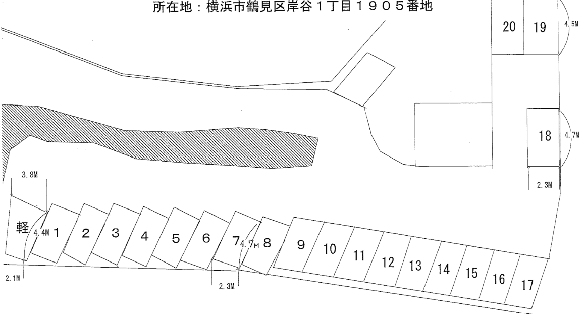 杉山神社第１駐車場の駐車配置図