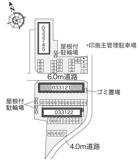 エスピナカⅡ(33121)　敷地外駐車場の駐車配置図