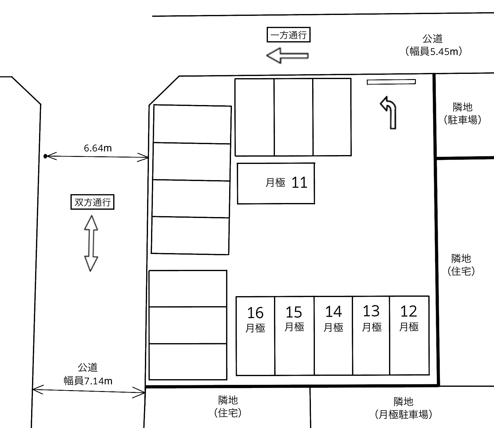 名古屋城北町３丁目の駐車配置図