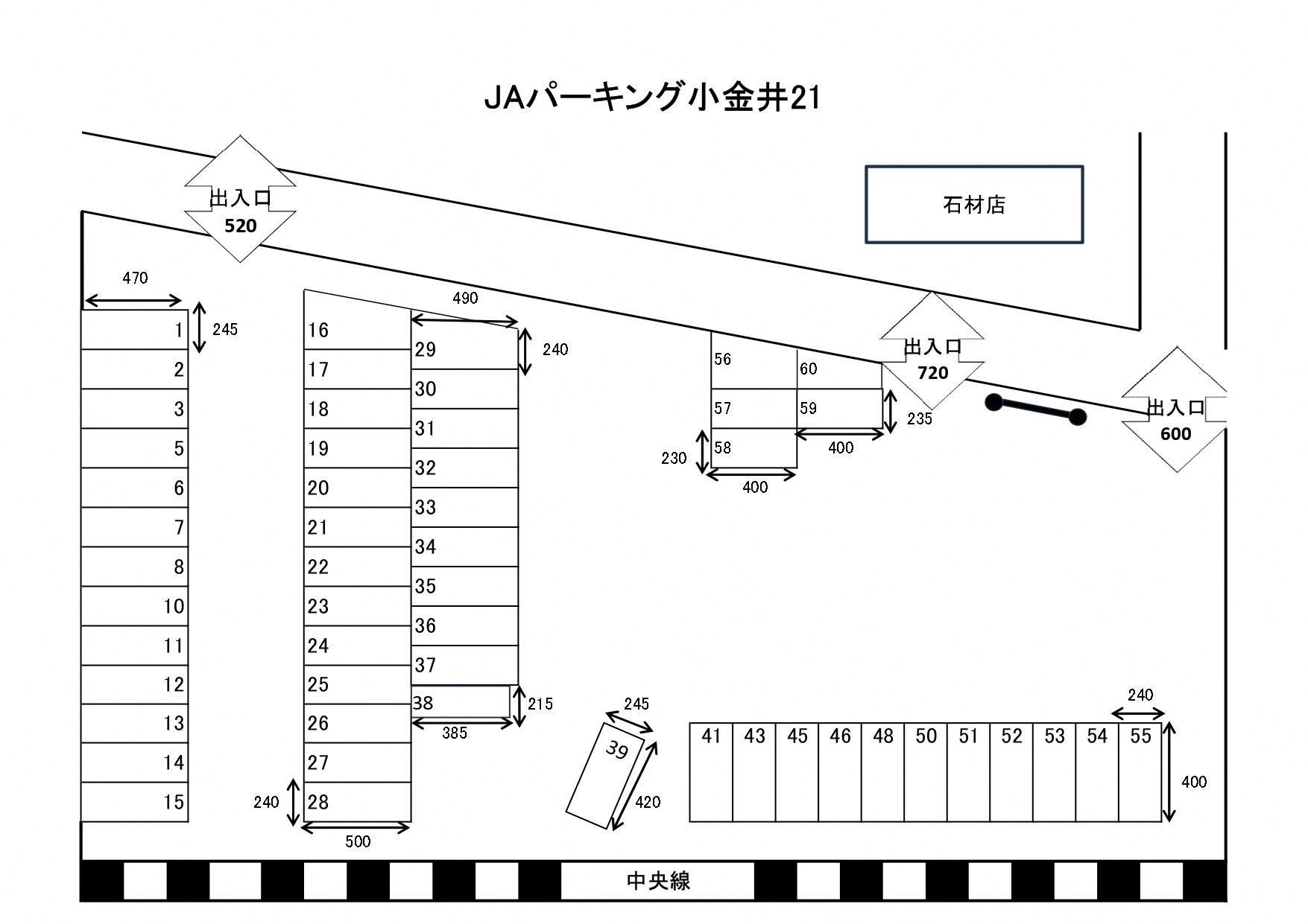 JAパーキング小金井21の駐車配置図