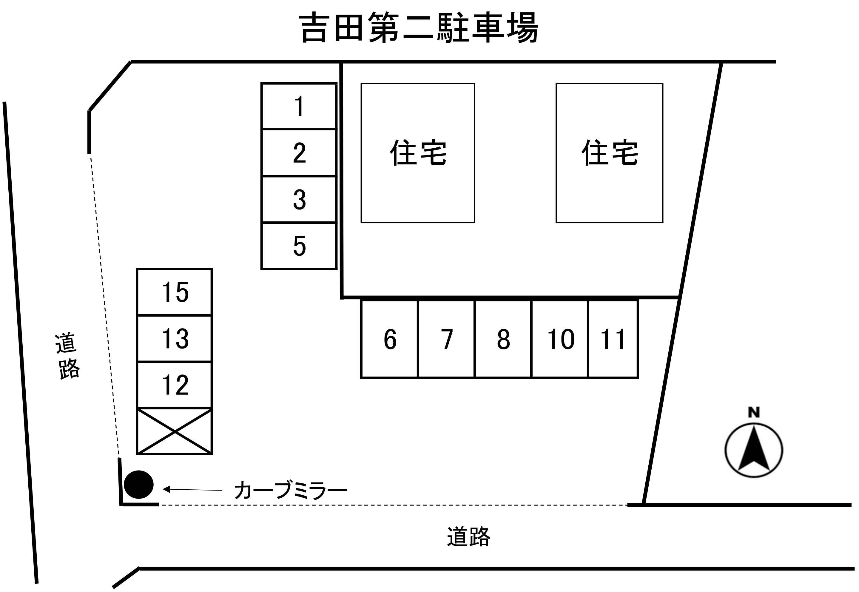 吉田第二駐車場の駐車配置図