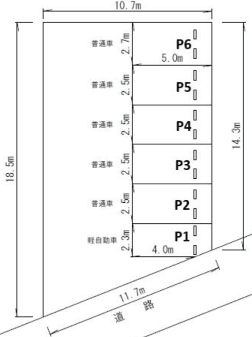 東鳴水2丁目平等寺№3駐車場の駐車配置図