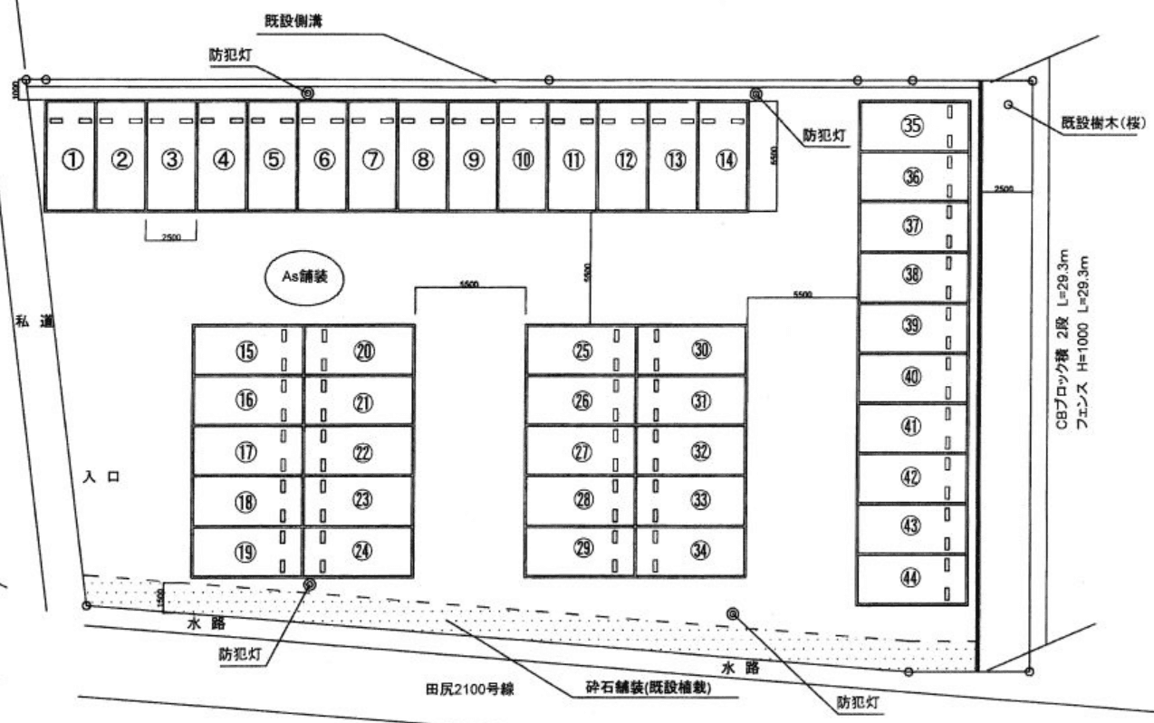 北原２月極駐車場の駐車配置図