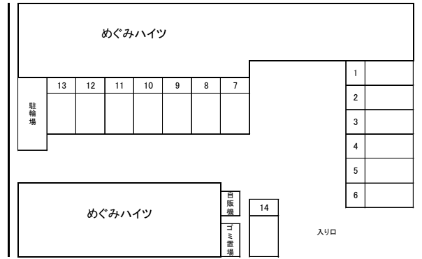 めぐみハイツ駐車場の駐車配置図