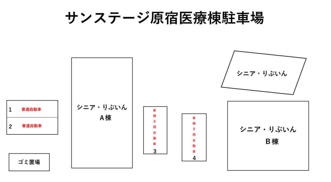 サンステージ原宿医療棟駐車場の駐車配置図