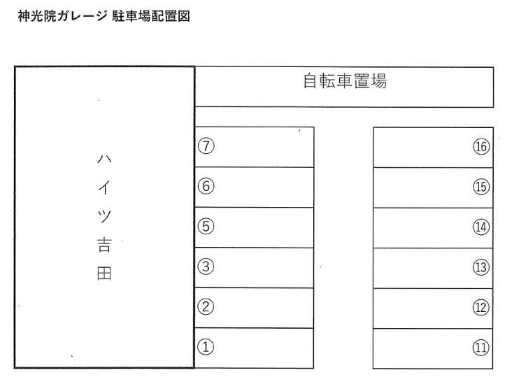 神光院町ガレージの駐車配置図